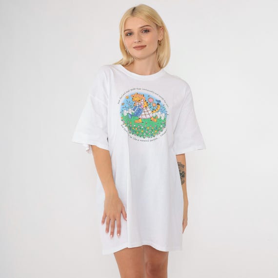 Vintage 90s Christian T-Shirt Cat Watering Flowers Isaiah 58:11 Religious Graphic Tee 1990s Cartoon Garden Delta Extra Large xl