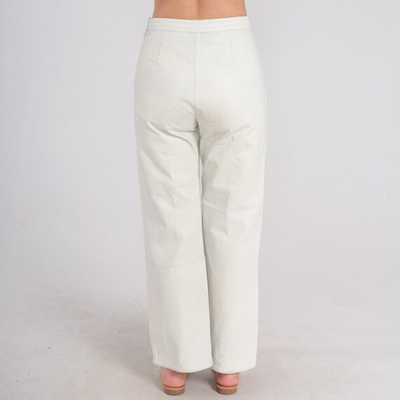 White Leather Pants Y2k High Waisted Rise Pants Strai… - Gem