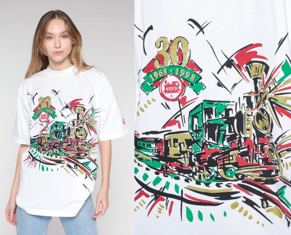 LGB Trains T-Shirt 90s Railroad TShirt 30th Anniversary Lehmann Gross Bahn German Train Graphic Tee Retro White Top Vintage 1990s 3xl xxxl