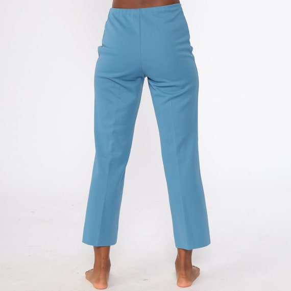 BELL BOTTOM Pants -- 70s Blue Polyester High Wais… - image 8