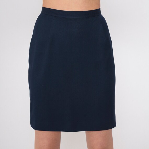 Navy Silk Skirt 90s Pencil Skirt Ann Taylor Loft … - image 8