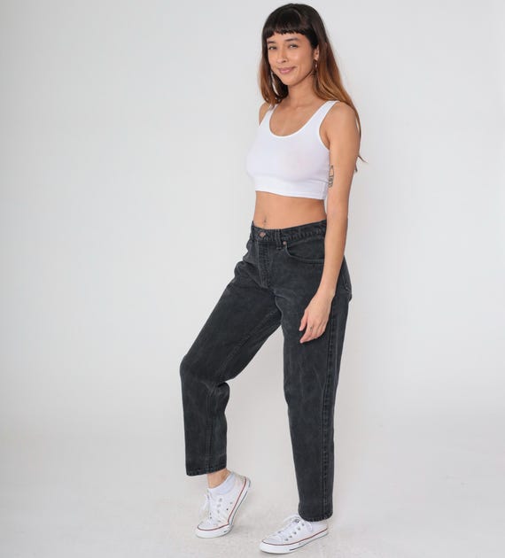 Black Levi 550 Jeans 90s Mom Jeans High Waisted Levis Denim Pants Retro Straight Leg Made in USA Levi Strauss Vintage 1990s 34 30 Medium