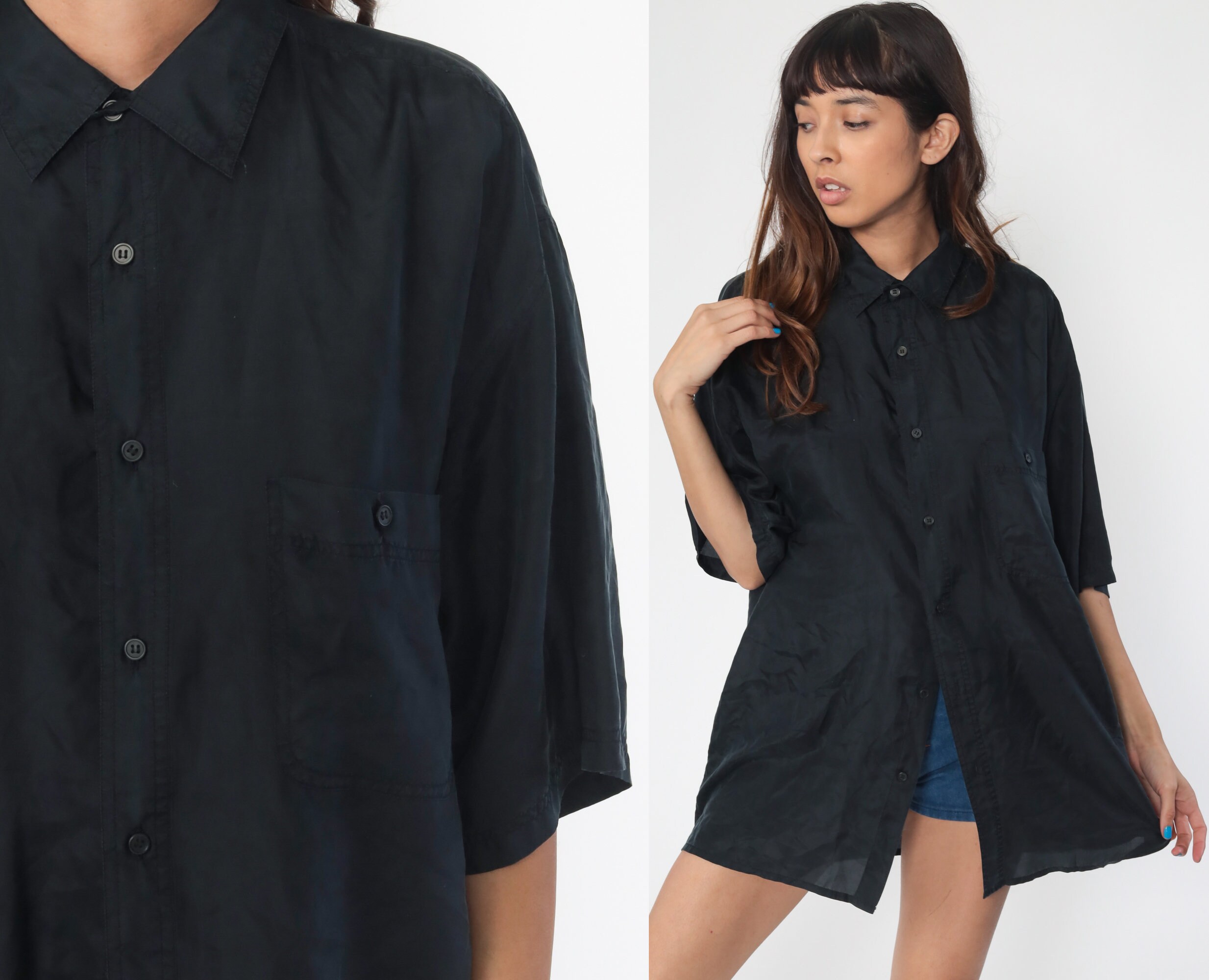 black vintage button up shirt