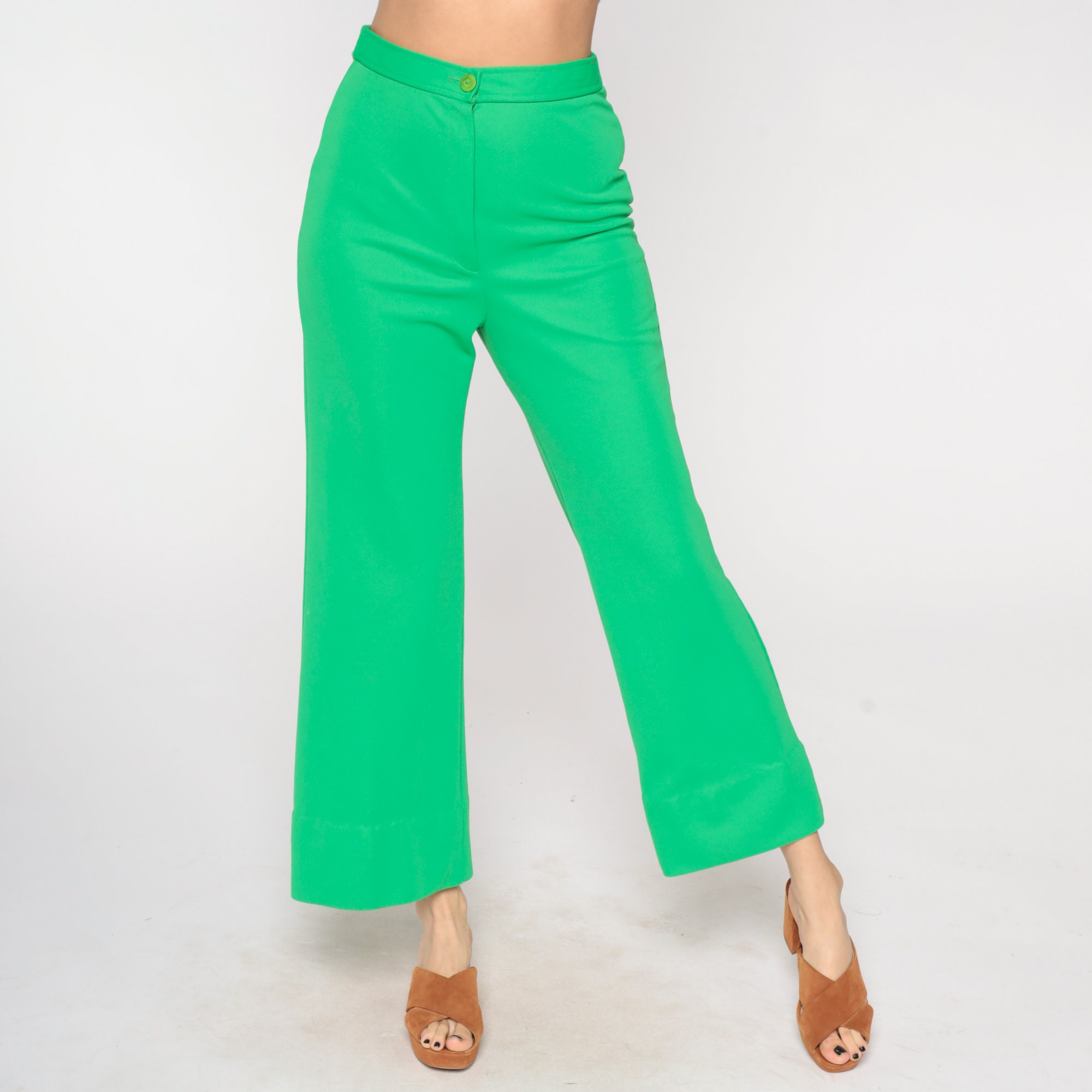 Bright Green Bell Bottoms 70s Trousers Bell Bottom Pants Boho Hippie ...