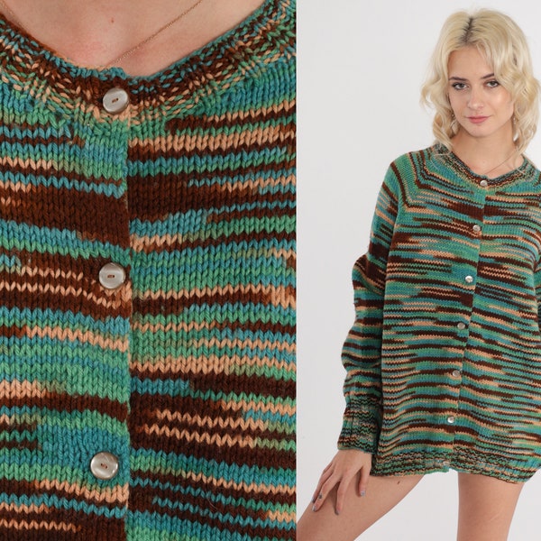 Small 1970s Coat Bohemian Hippie Autumn Wool Sweater Cardigan Vintage Outerwear