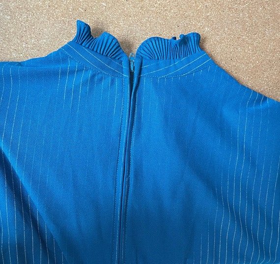 Puff Sleeve Dress Teal Mini 70s Secretary Dress S… - image 8