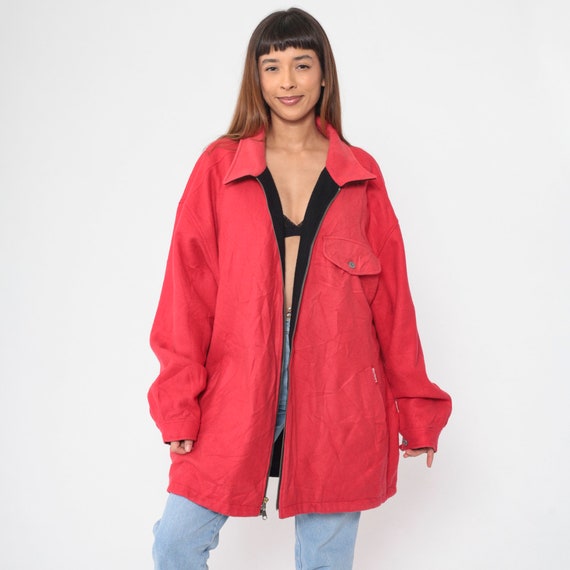Reversible Marlboro Jacket 90s Sport Coat Zip Up Windbreaker Black Red Cigarette Logo Collared Pocket Retro Smoker Vintage 1990s 2xl xxl
