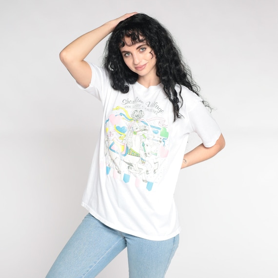 Carousel Horse Shirt Shoreline Village Long Beach California Tshirt Looff Graphic 90s Vintage Retro Tee Single Stitch Extra Large xl