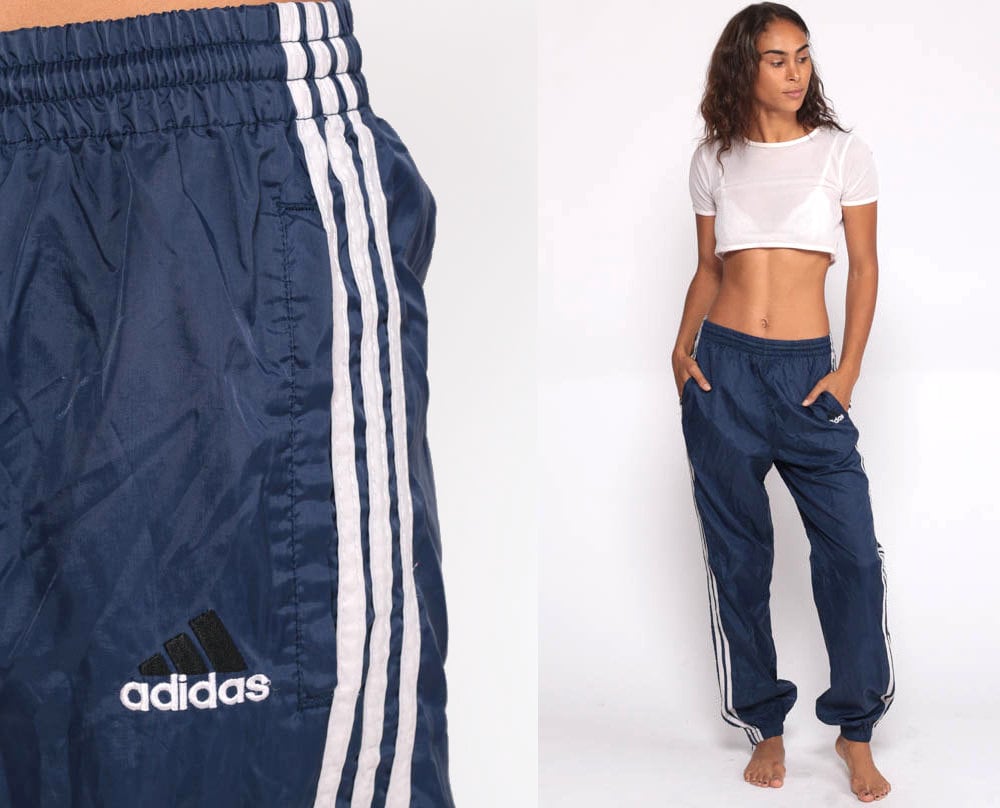 ADIDAS Track Pants 80s Joggers Baggy Jogging Track Suit Up Suit Blue Athletic 1980s Sports Vintage Retro Small