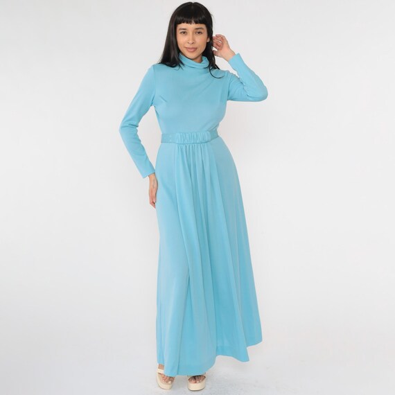 light blue dress with belt Late Nights Sky Blue Cotton Button Front Midi Dress main image 1
