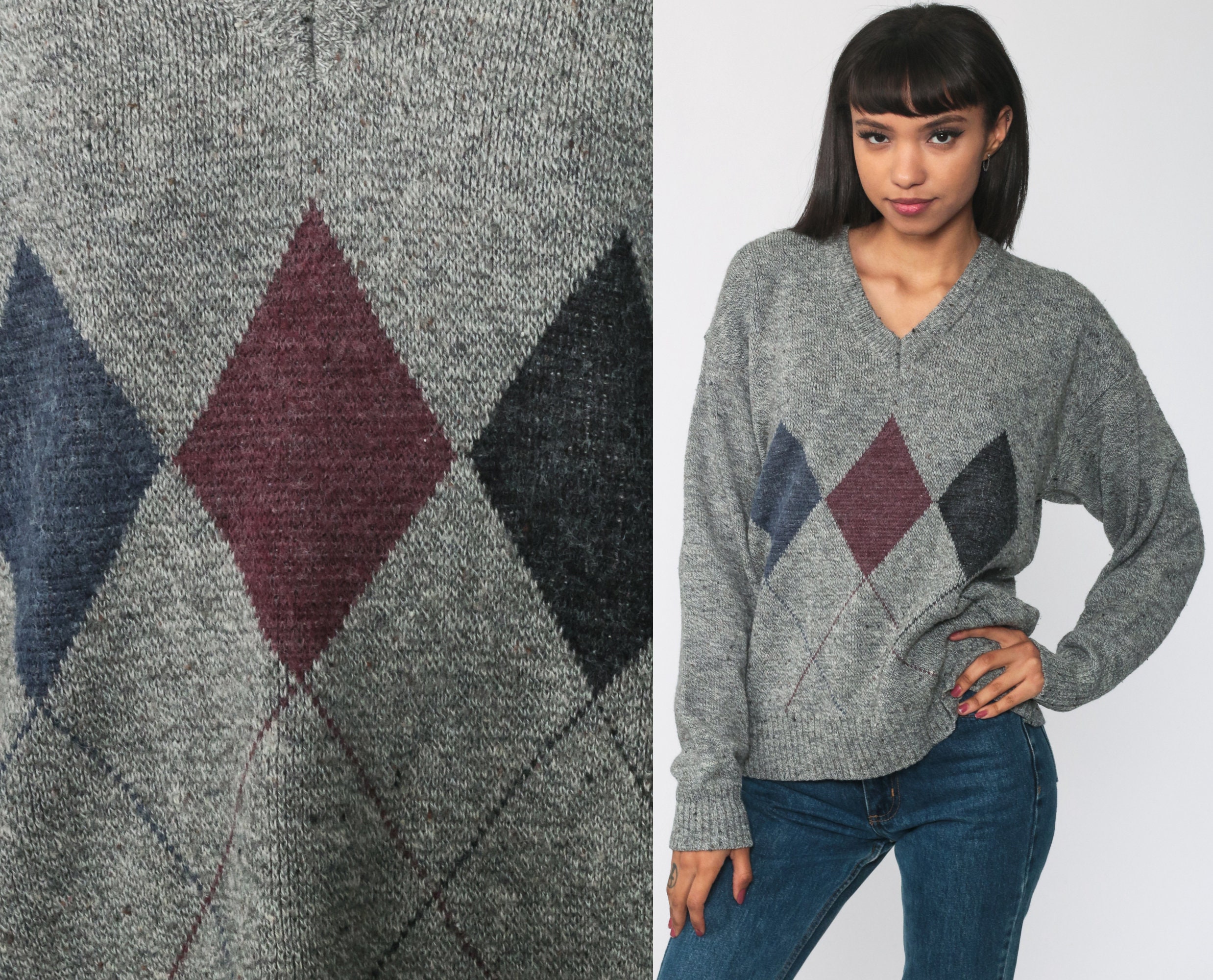 Wool argyle sweater Clearance
