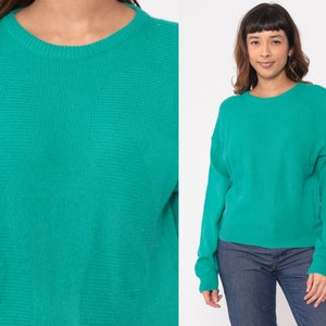 Green Angora Wool Sweater 90s Textured Swirl Knit Pullover Cozy Plain Vintage Knitwear Pierre Cardin Jumper 1990s Retro Basic Medium M