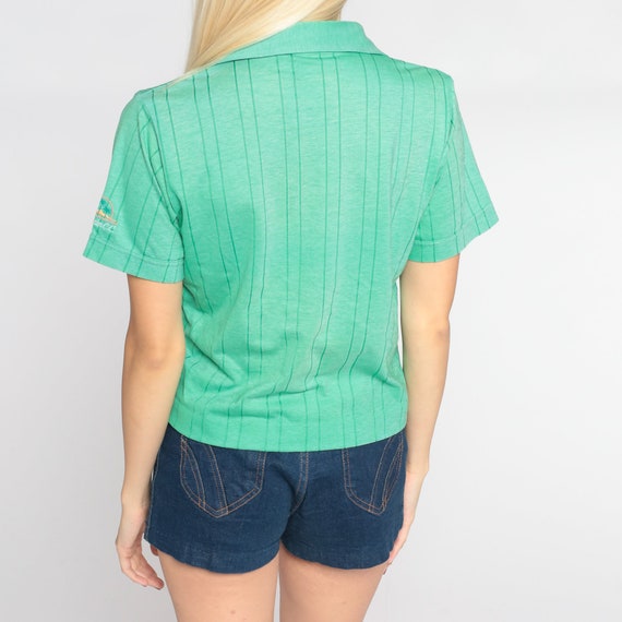 Green Polo Shirt 70s Tri Palm Country Club Ribbed… - image 9