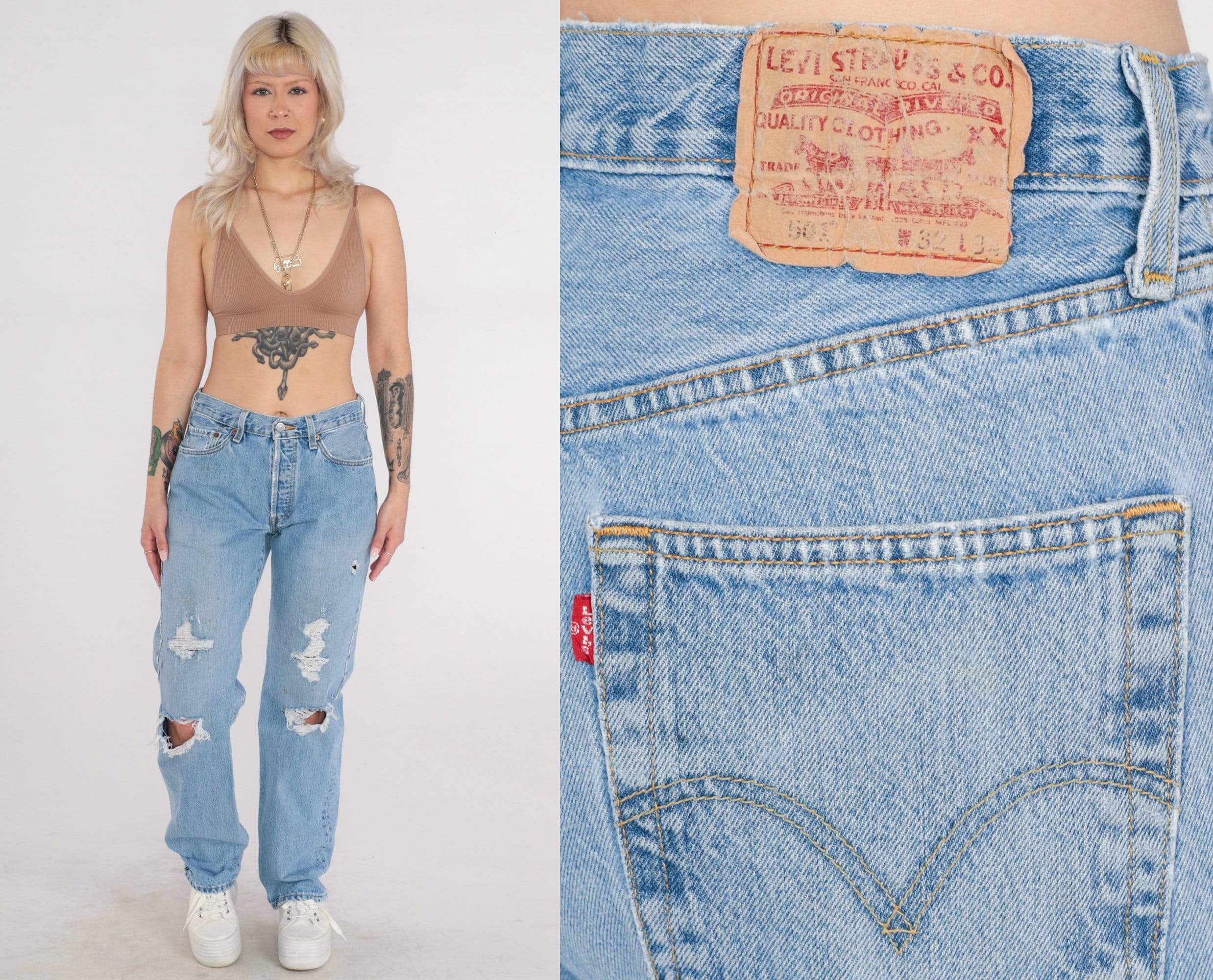 Vintage Levis 501 Jeans Y2k Ripped Jeans Mid Rise Straight Vintage Levis 501 Jeans Y2k Ripped Jeans Mid Rise Straight