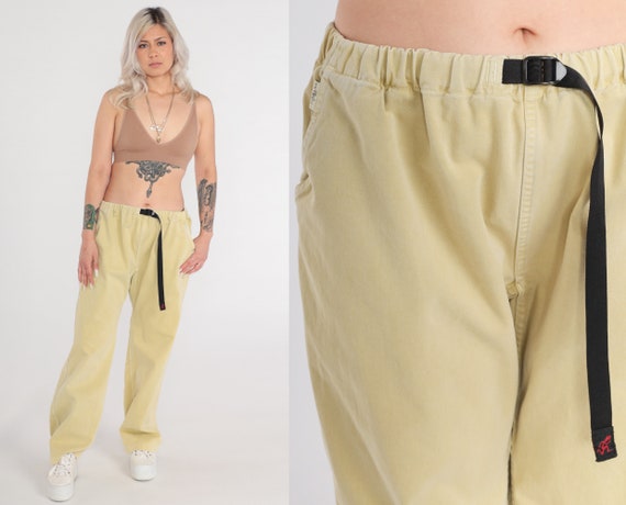 90s Gramicci Pants Designer Rock Climbing Pants Yellow Drawstring  Adjustable Waist Sporty Streetwear Outdoor Life Vintage Extra Large Xl 