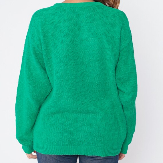 80s Diamond Knit Sweater Green Sweater Slouchy Kn… - image 7