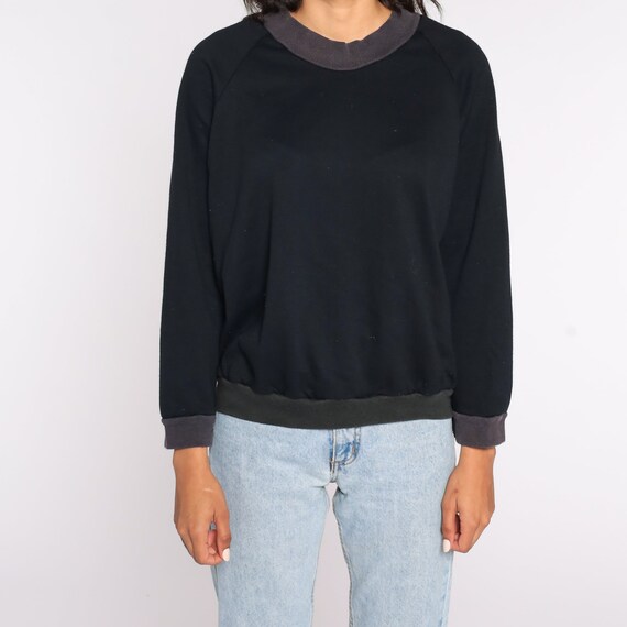 Black Crewneck Sweatshirt 80s Sweatshirt Plain Lo… - image 5