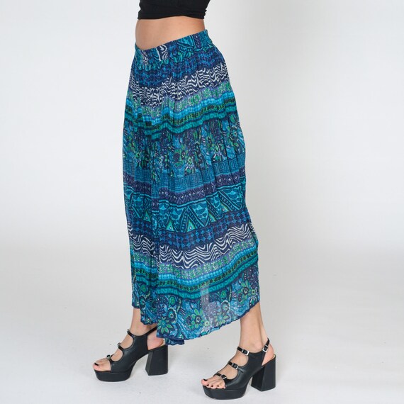 Blue Broomstick Skirt Y2K Maxi Skirt Indian Floral Ab… Gem