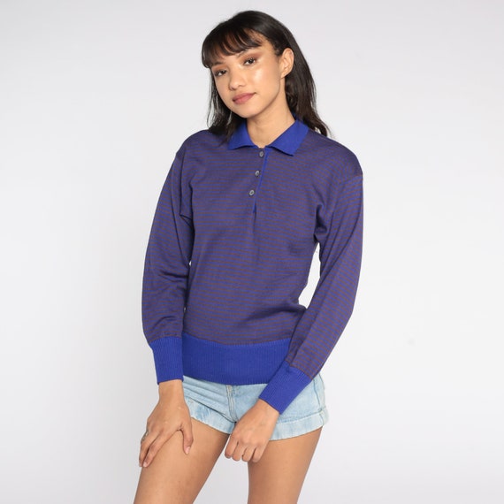 Purple Sweater Pullover Sweater Striped Sweater 8… - image 2