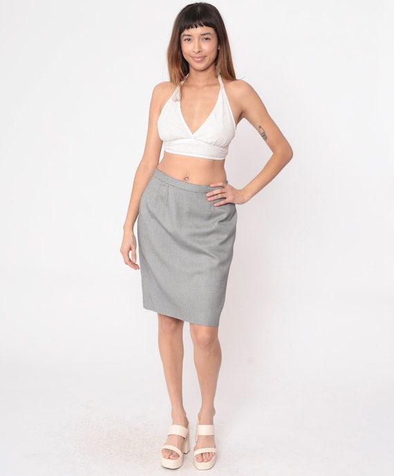 Houndstooth Pencil Skirt 90s Black White Checkered Mini Skirt Academia High Waisted Preppy Retro Vintage 1990s Secretary Medium 10P Petite
