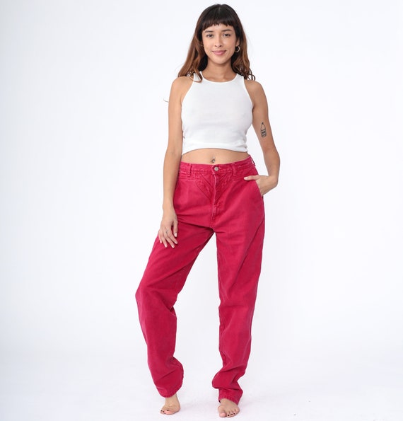 90s Western Jeans Red Panhandle Slim Denim Rodeo High Waisted Riding Pants Tapered Straight Leg 1990s Vintage Extra Large xl 16 Tall Long