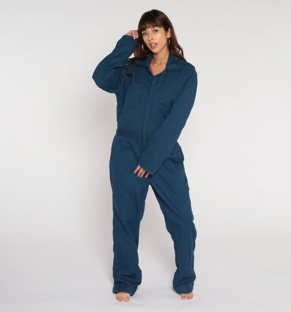 Walls Coverall Jumpsuit 90s Insulated Workwear Boilersuit Quilted Lining Boiler Suit Pants Work Wear Dark Blue Vintage 1990s Men's Medium