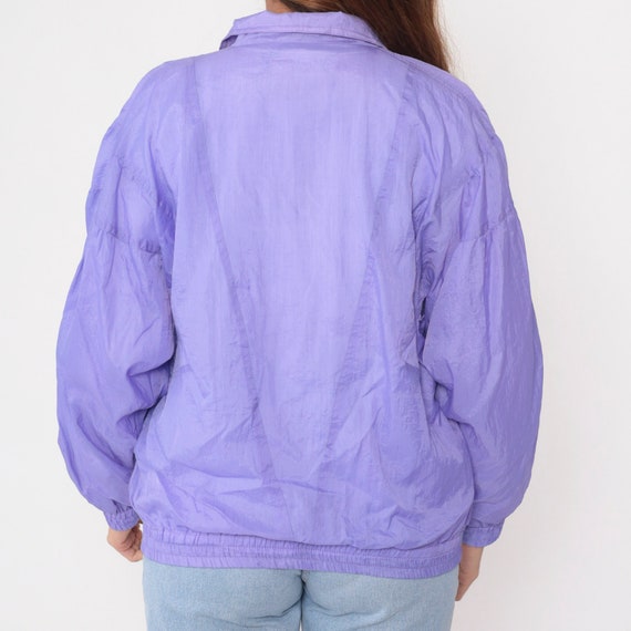 Lavender Windbreaker Jacket 90s Plain Purple Warm… - image 8