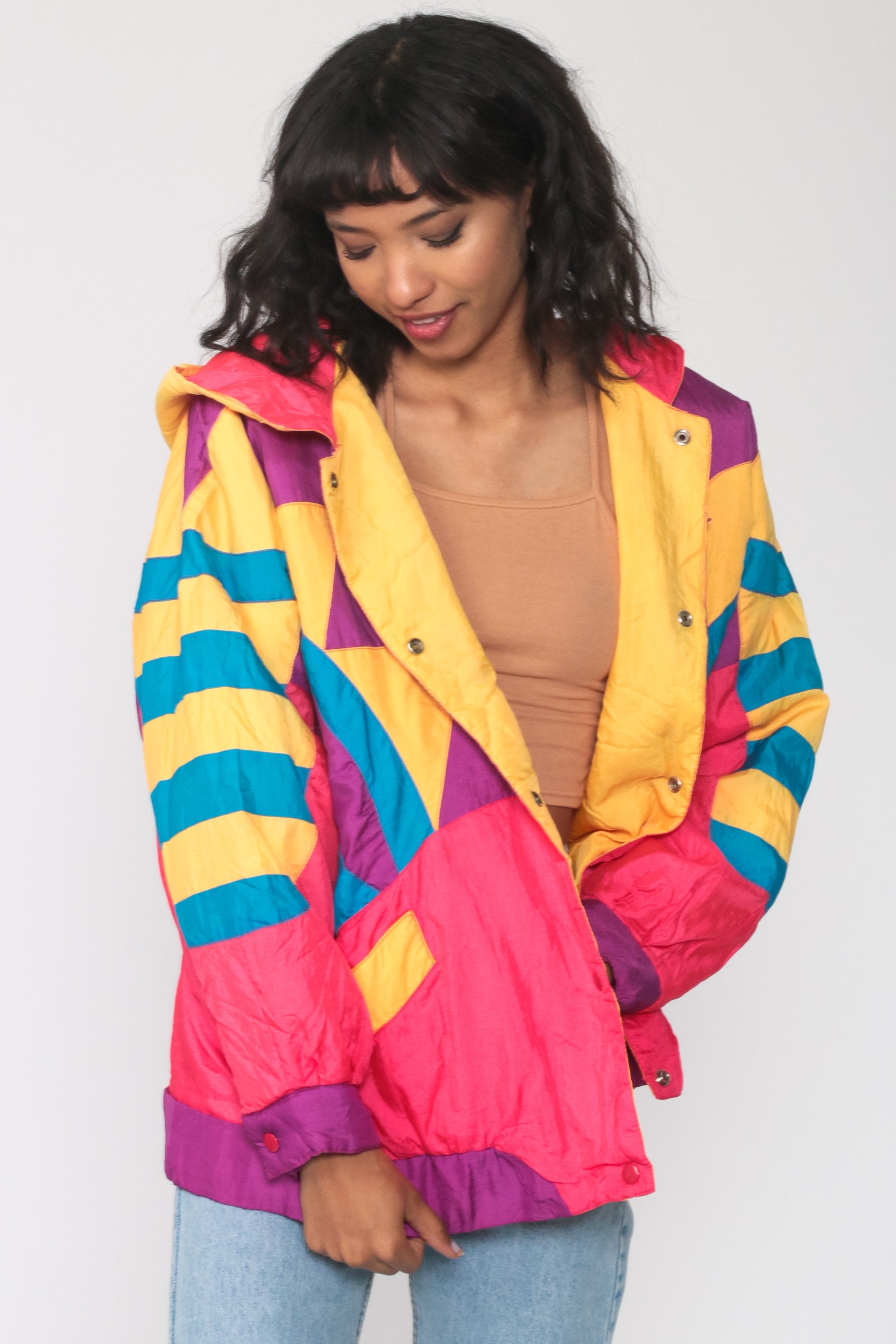 neon orange ski jacket