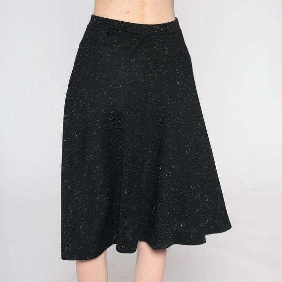 Black Glitter Skirt 80s Sparkly Metallic Knee Len… - image 6