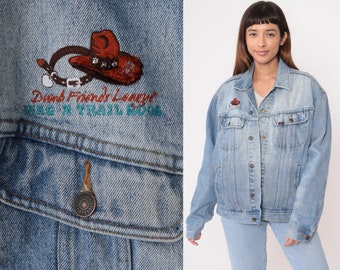 Lee Jean Jacket Dumb Friends League Denim Jacket Colorado Animal Shelter 00s Blue Jean Jacket Vintage Y2K Biker Button Up Large