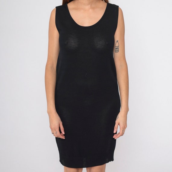 Little Black Dress 90s Knit Mini Dress DKNY Rayon Wool Blend Semi-sheer  Sleeveless Shift Dress Sheath Plain Vintage 1990s Donna Karan Medium - Etsy