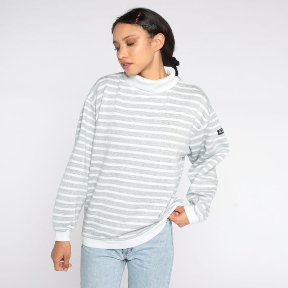 80s Striped Sweatshirt -- Retro Sweatshirt White … - image 3