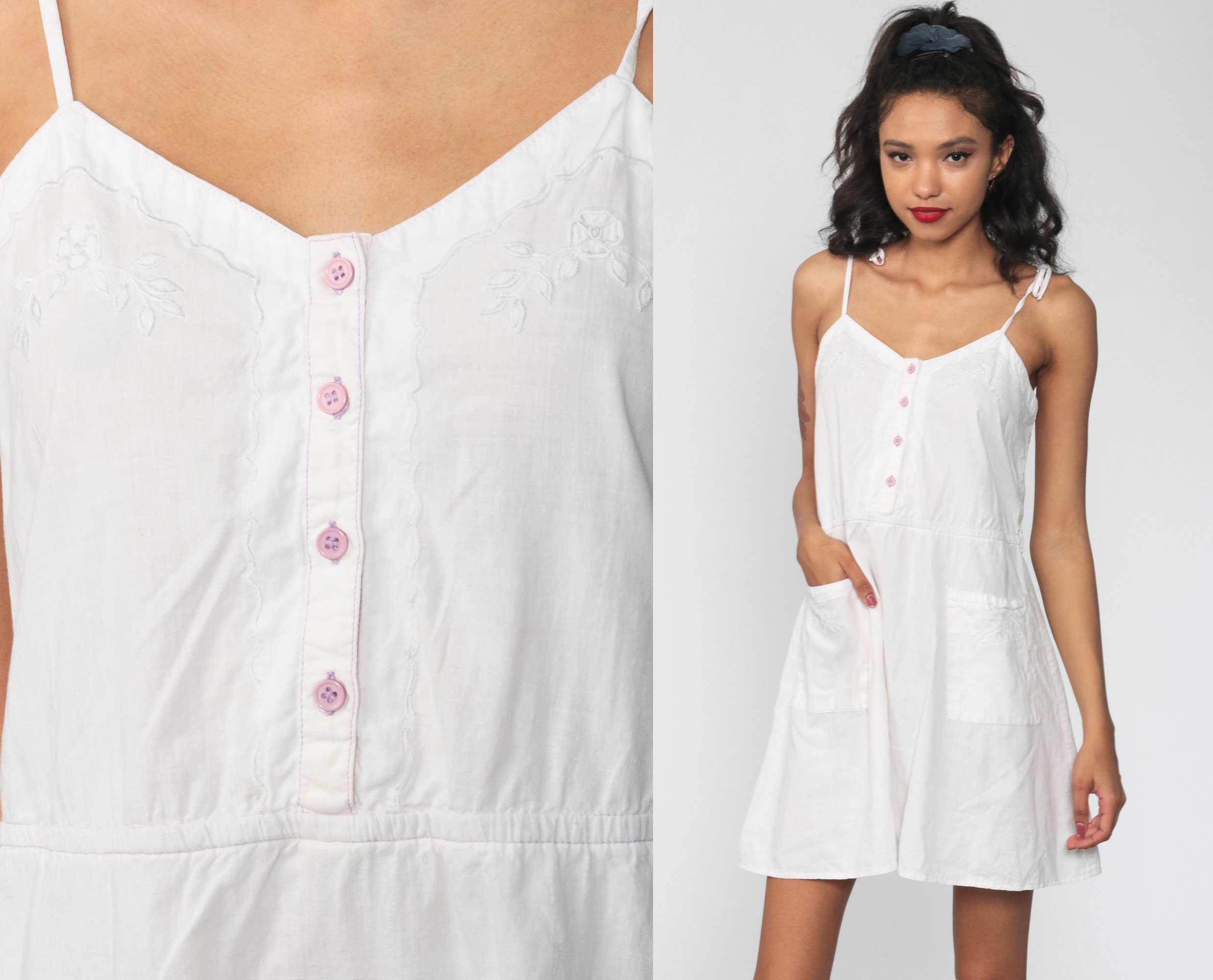 white cotton hippie dress