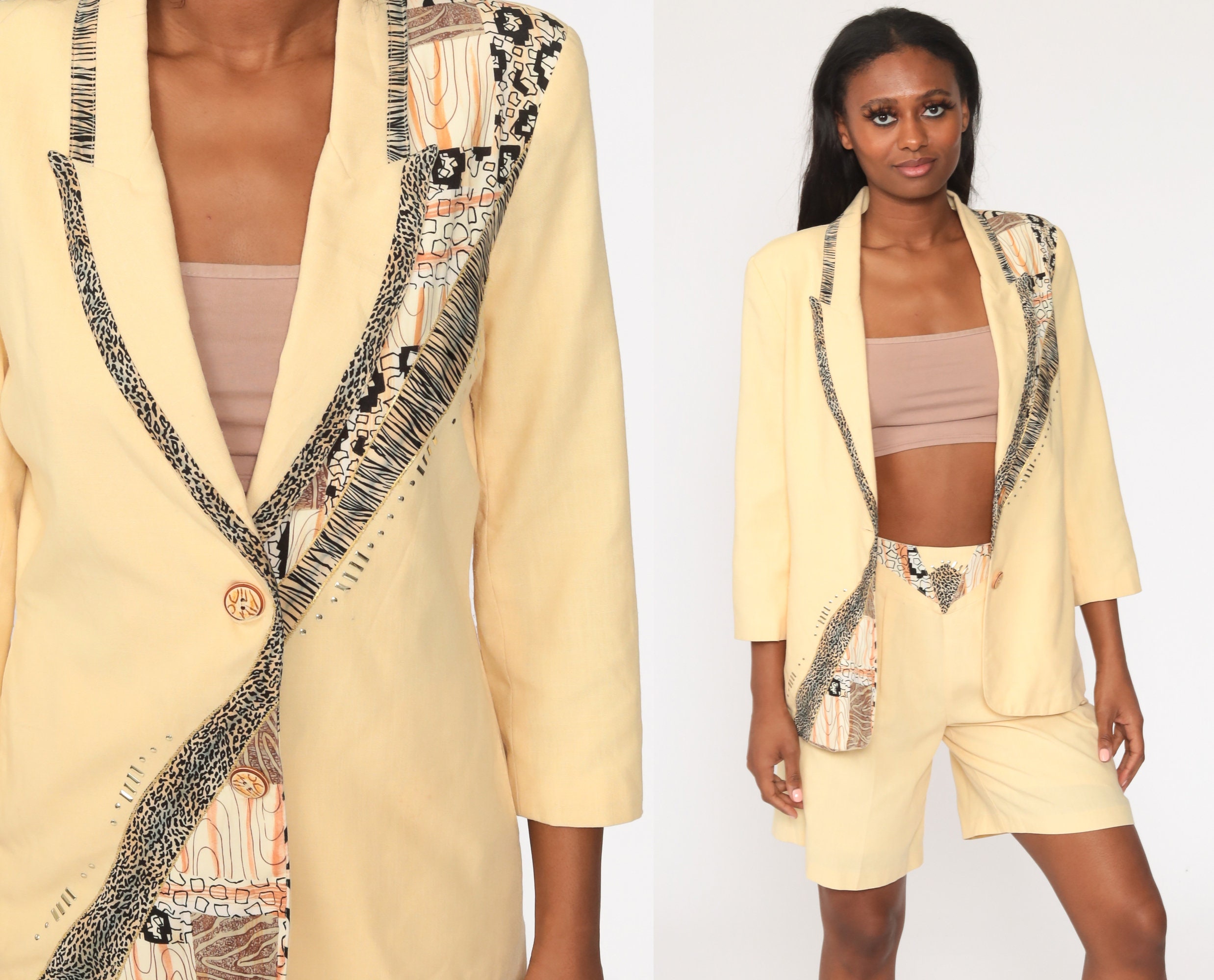 Safari Shorts Suit Set 80s Two Piece 
