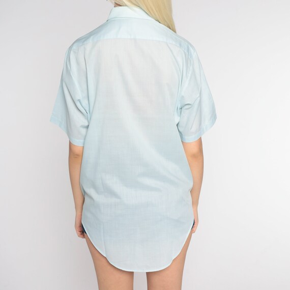 Light Blue Shirt 70s Button Up Shirt Retro Preppy… - image 6