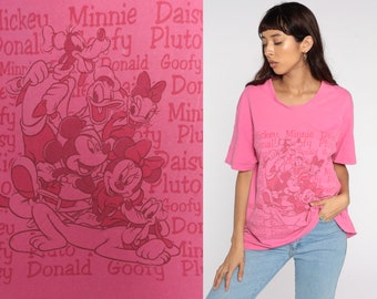 Disney TShirt Mickey Minnie Shirt 90s MINNIE MOUSE Shirt Kawaii Donald Duck Graphic Cartoon T Shirt Vintage Pink Distressed Extra Large xl