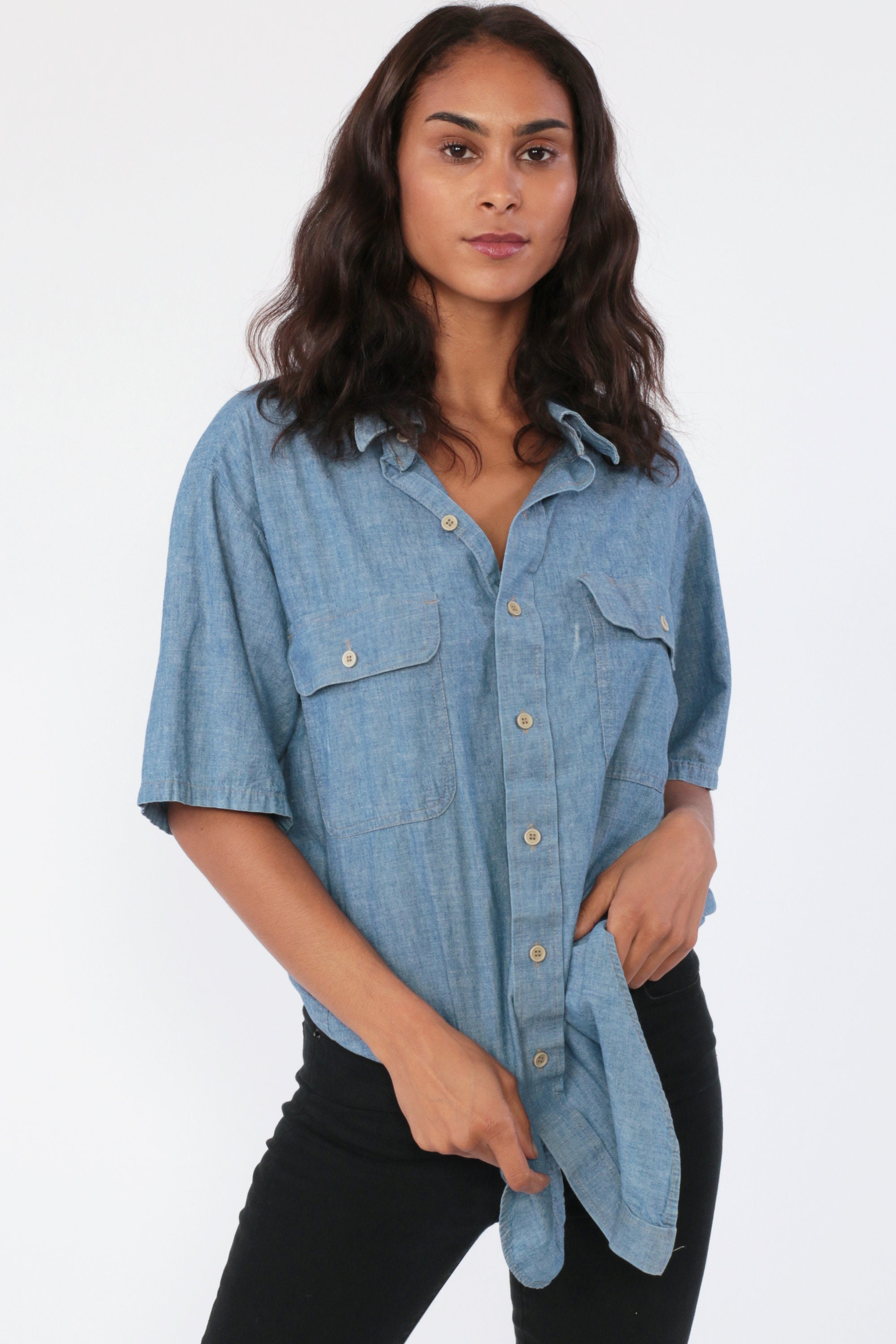 chambray button up womens
