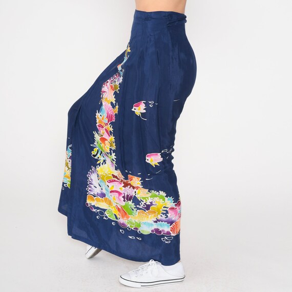 Tropical Fish Skirt 80s Maxi Wrap Skirt Blue Unde… - image 4