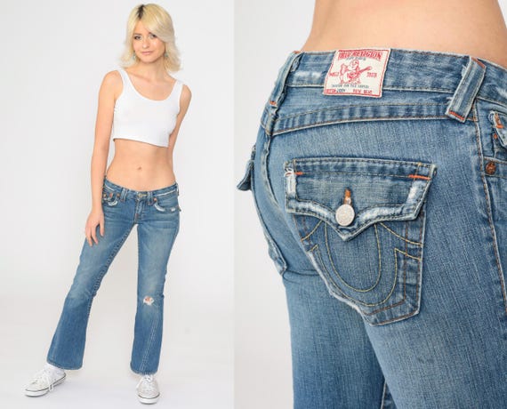Vintage True Religion Jeans Y2k Distressed Low Rise Jeans Flare