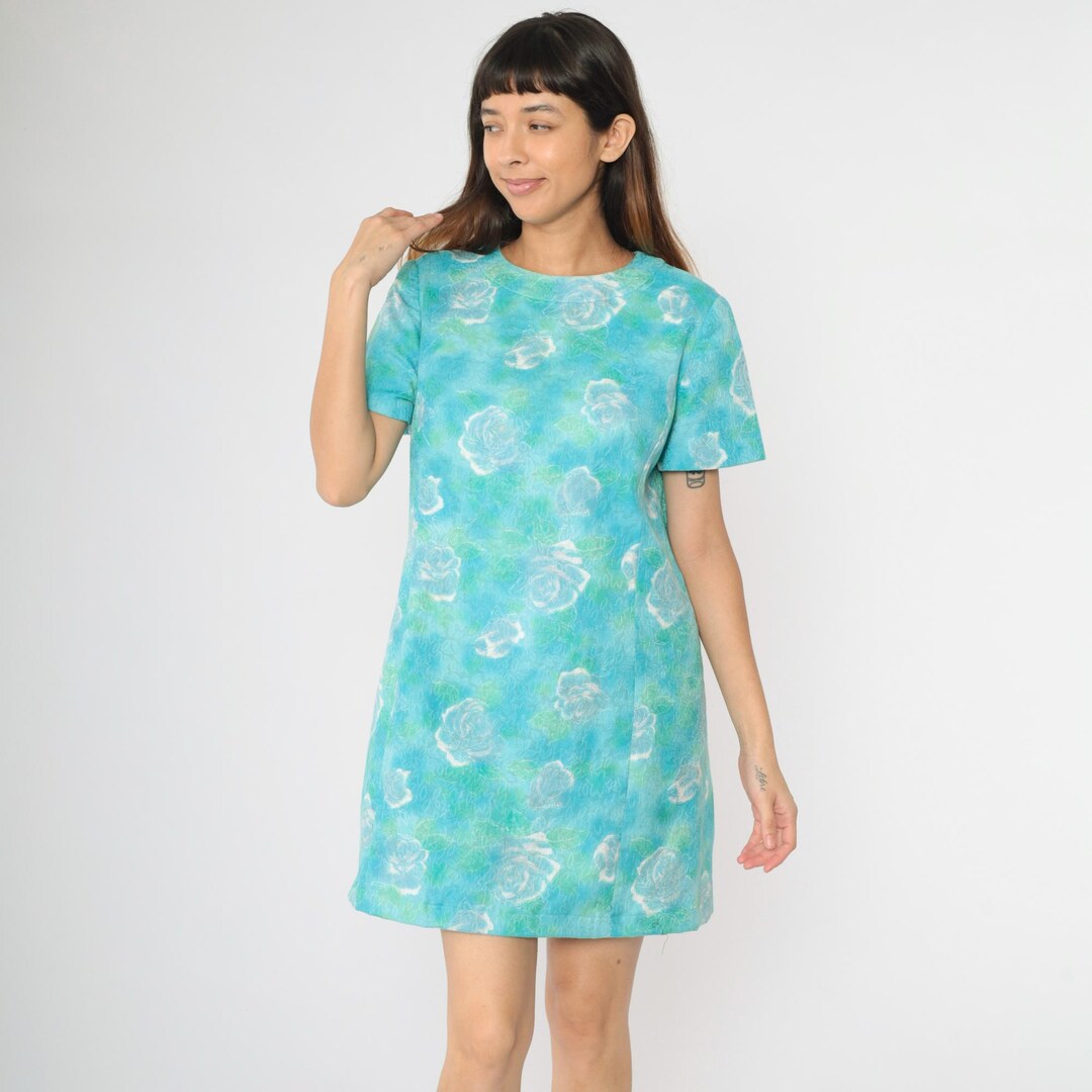 Blue Green Floral 60s Mini Skort