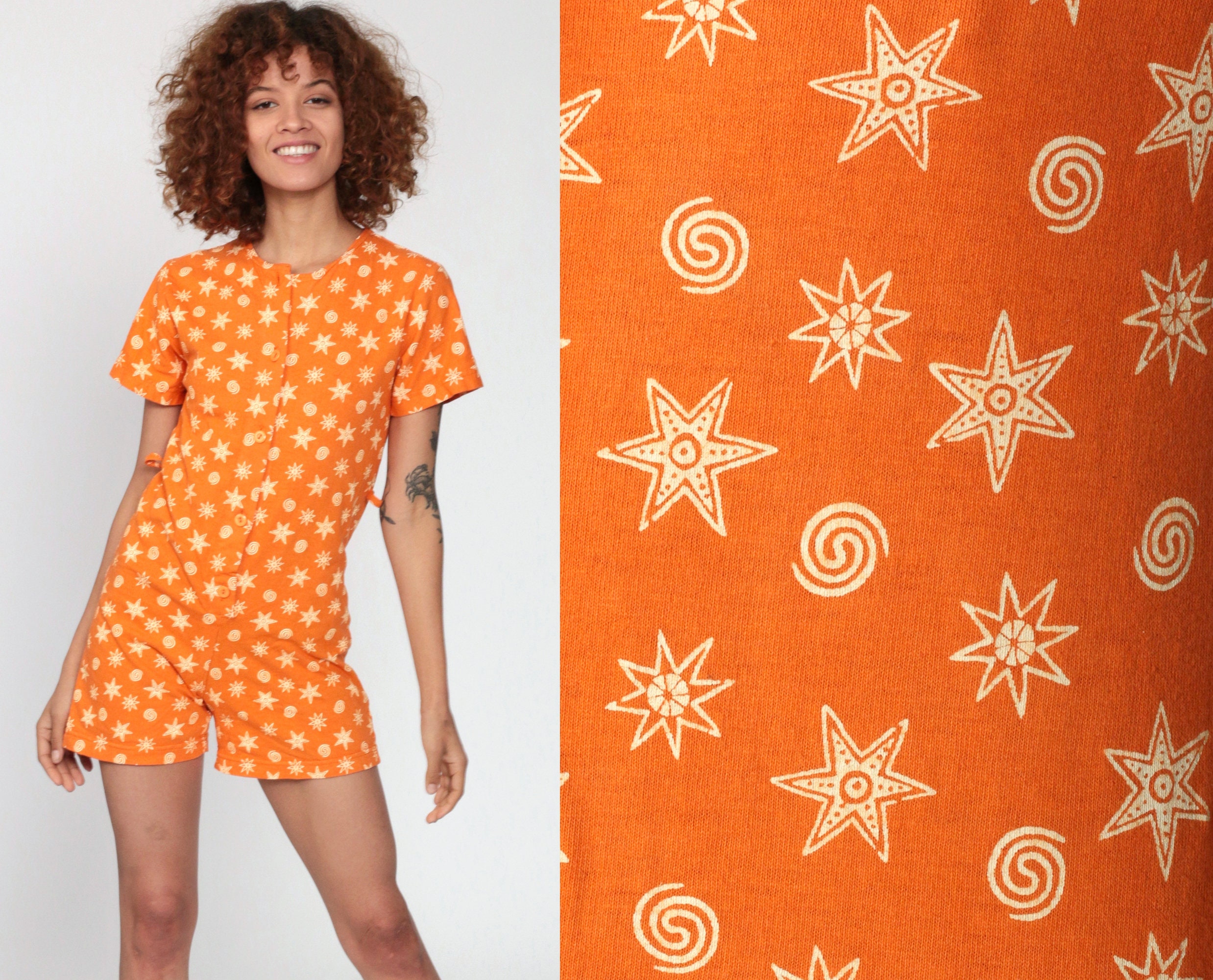 orange romper outfit