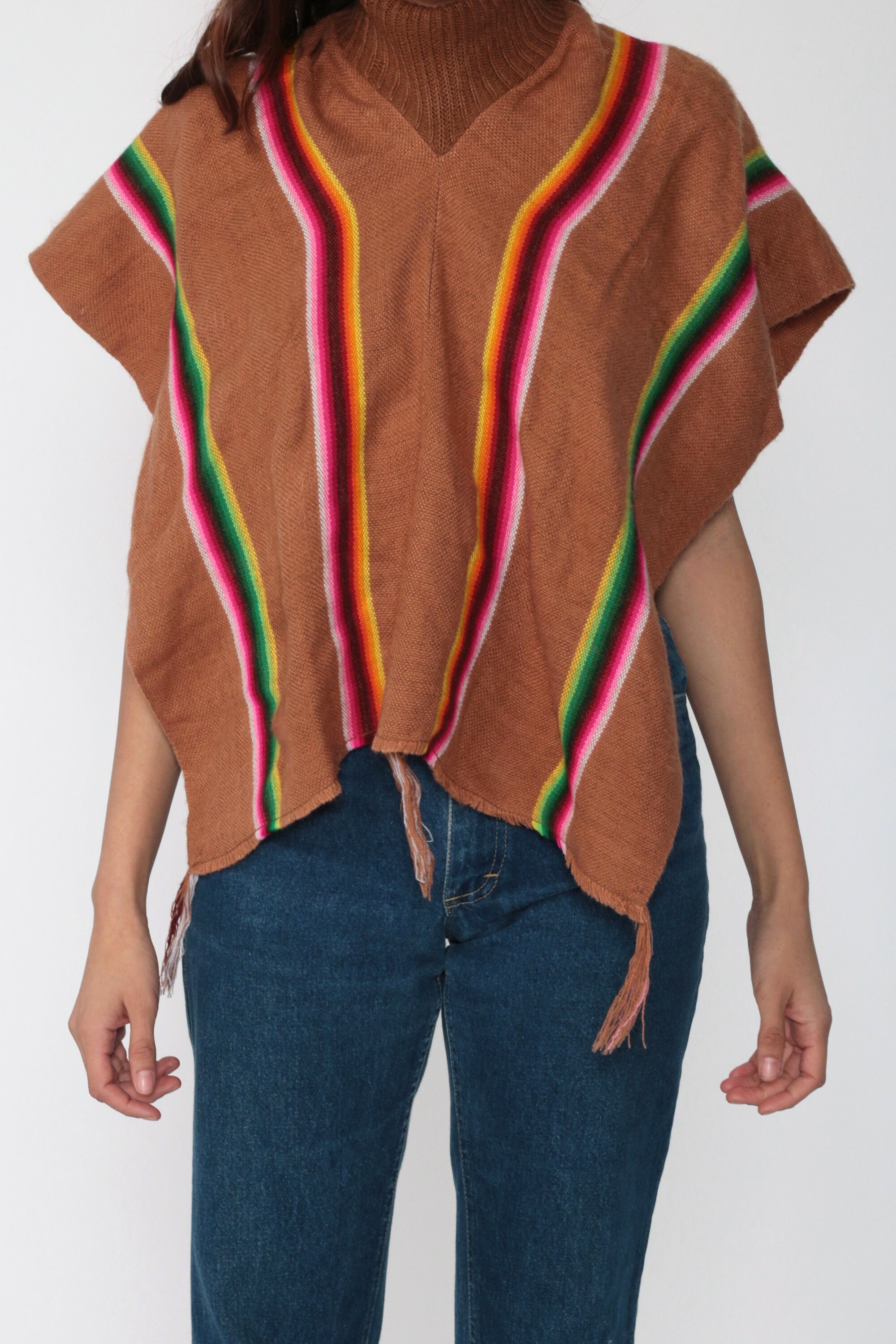 Mexican Serape Shawl Blanket Poncho Ethnic Poncho 70s Etsy