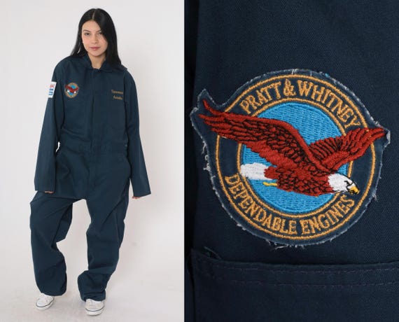 Navy Tennessee Aviation Jumpsuit Y2k Coveralls Pants Blue