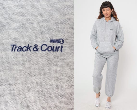 Heather Gray Sweatsuit Vintage Track Suit Athleisure Set Hoodie Joggers Two Piece Athletic Wear Loungewear Tracksuit Streetwear Medium M