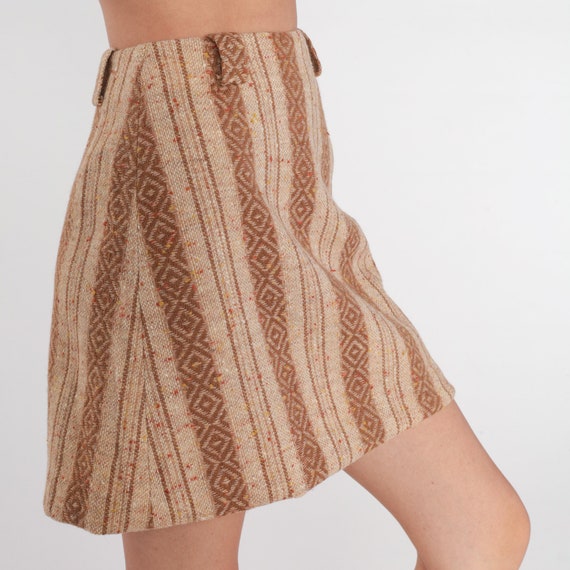 70s Mini Skirt Brown Striped Skirt Tapestry Knit … - image 6