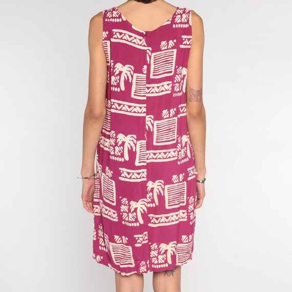 Tropical Mini Dress 90s Dark Pink Day Dress Geome… - image 8