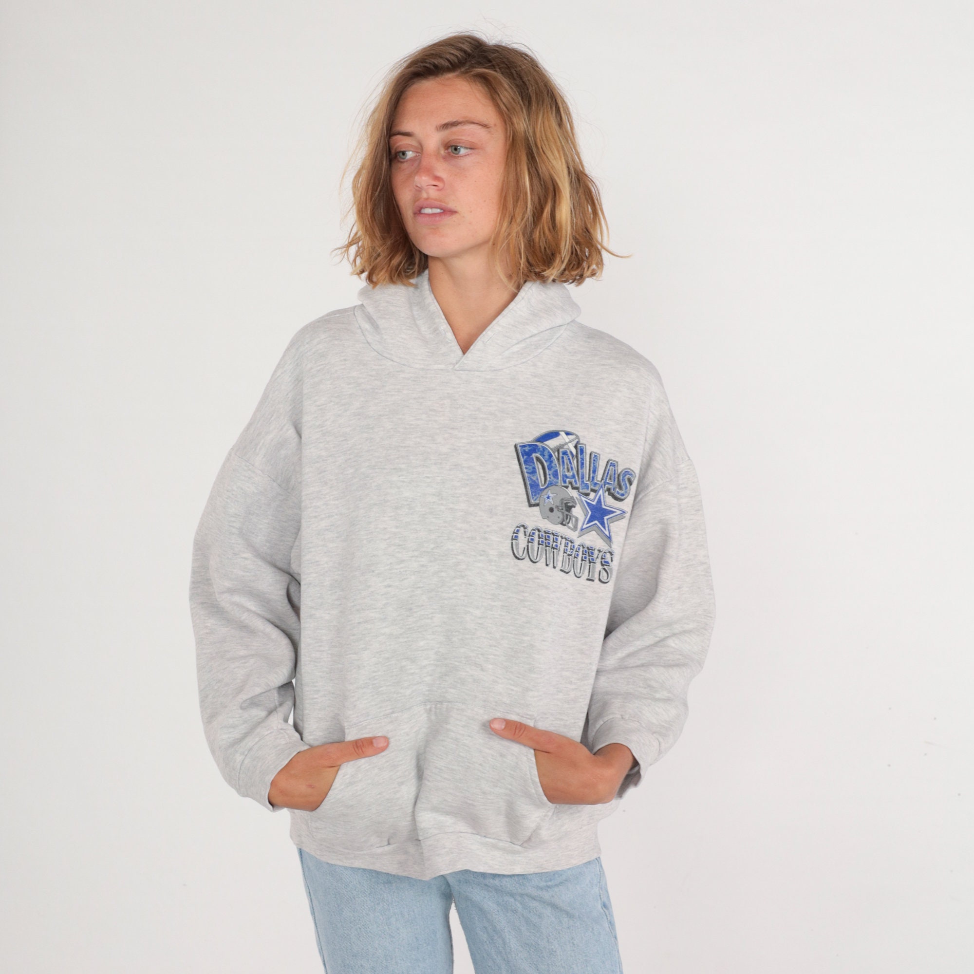 Dallas Cowboys Hoodie 90s Football Sweatshirt Texas NFL Graphic Hooded  Sweater Retro Sports Shirt Hood Heather Grey Vintage 1990s 2xl Xl 
