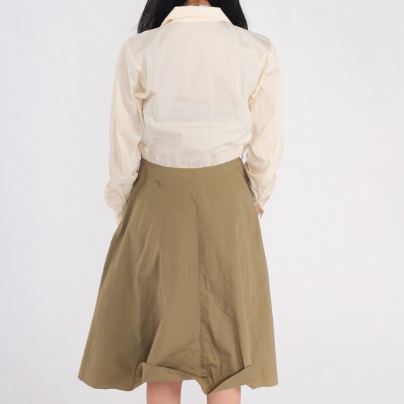 Shirtwaist Dress 80s Button Up Midi Dress Cream O… - image 7