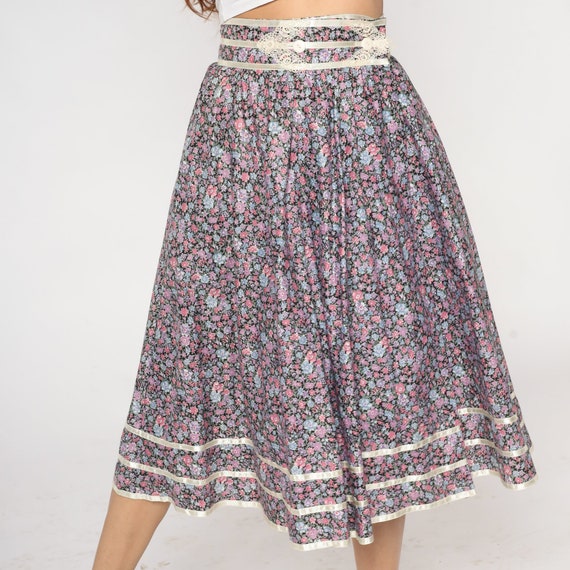 Gunne Sax Skirt 70s Foral Prairie Skirt Calico Mi… - image 4