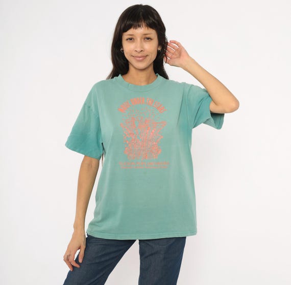 Music Under The Stars Tucson Pops Orchestra 90s Band Concert Graphic Teal Cotton Short Sleeve Sage Green Peach Print Vintage Shirt Large L